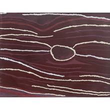 Load image into Gallery viewer, A picture of Australian Indigenous art, acrylic on canvas in dark plum and white