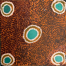 Load image into Gallery viewer, orange brown and turquoise painting of waterholes in acrylic on canvas 30cm square