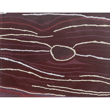 Load image into Gallery viewer, A picture of Australian Indigenous art, acrylic on canvas in dark plum and white
