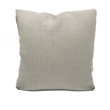 Load image into Gallery viewer, back of square linen cushion designed and hand made in Australia
