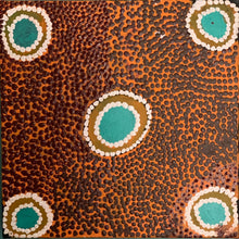 Load image into Gallery viewer, orange brown and turquoise painting of waterholes in acrylic on canvas 30cm square
